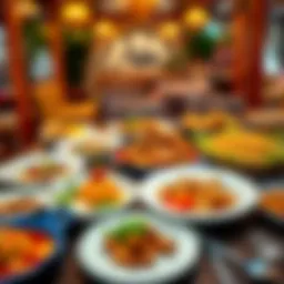 A vibrant dining scene showcasing a selection of traditional dishes from Anadolu Yakası.
