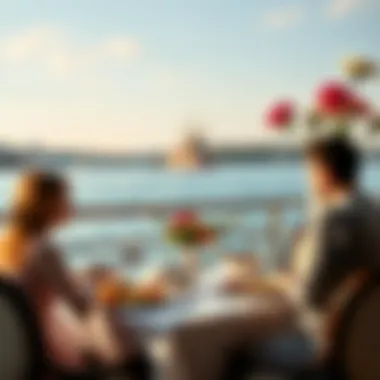 Elegant Dining by the Bosphorus Elegant dining setting with Istanbul's Bosphorus in the background