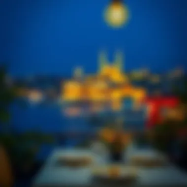 Dining with a View of the Historic Peninsula Historic peninsula illuminated at night from a restaurant terrace