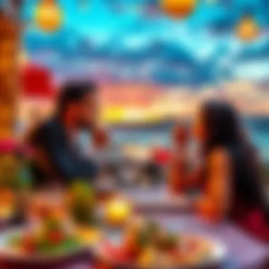 Romantic Sunset Dining Experience Sunset over Istanbul from a waterfront restaurant