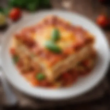 Elegantly Plated Lasagna An elegantly plated portion of lasagna ready to be enjoyed