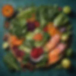 Visual representation of vitamin K rich foods including leafy greens and fermented products.