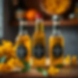 Bottles of St. John's Wort oil showcasing its golden hue