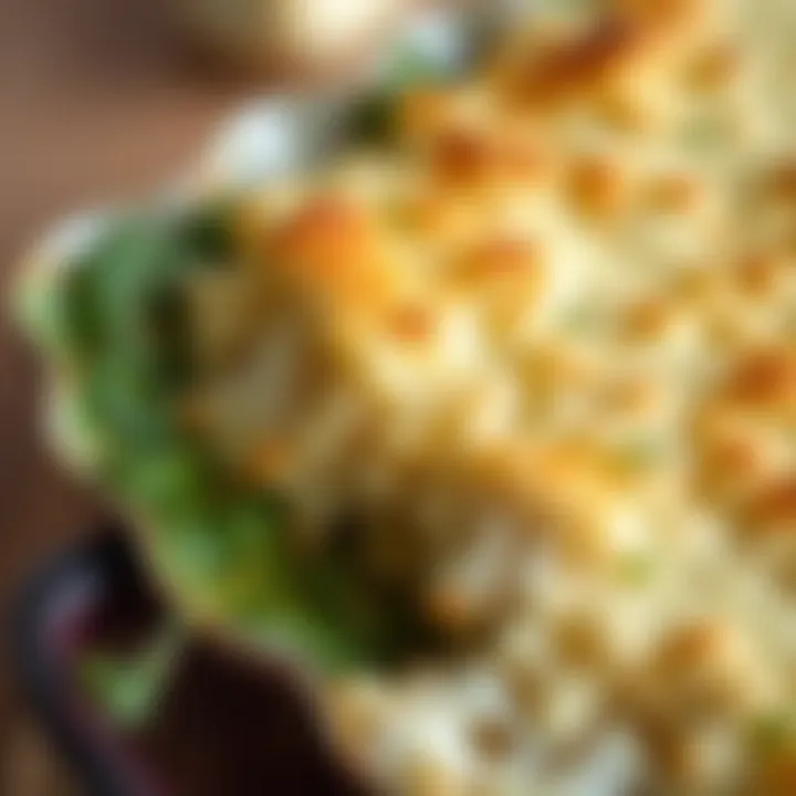 A close-up view of creamy cauliflower gratin
