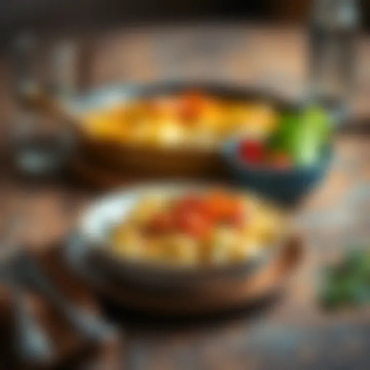 Serving of cauliflower gratin on a rustic table