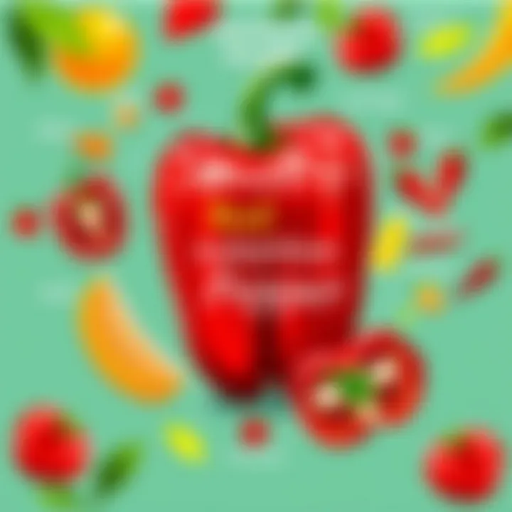 Nutritional Benefits of Red Bell Pepper Nutritional components of red bell pepper illustrated with vitamins and minerals