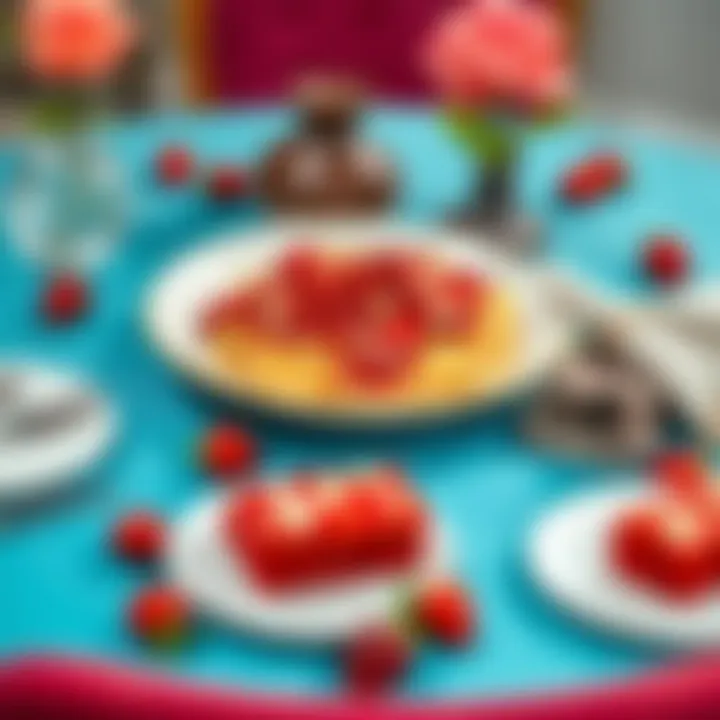 Set Table for Red Velvet Pasta Dish A beautifully set table ready for enjoying red velvet pasta.