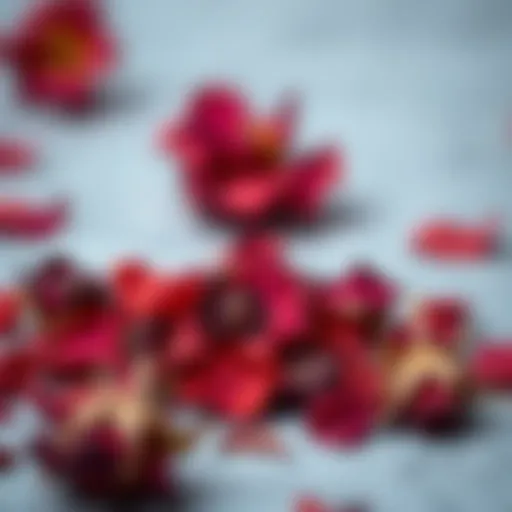 Dried rose petals showcasing their rich color and texture