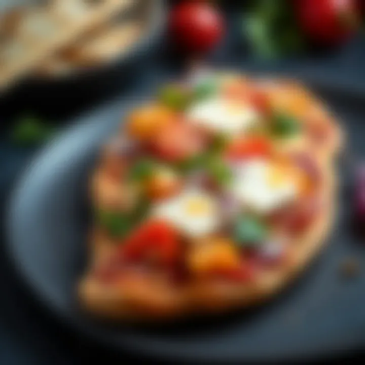 Gourmet Kuzey Pide Presentation A beautifully presented Kuzey Pide with vibrant toppings