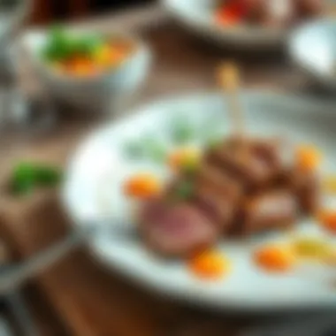 Artful Presentation of Lamb Liver Elegant plate of lamb liver garnished with vegetables