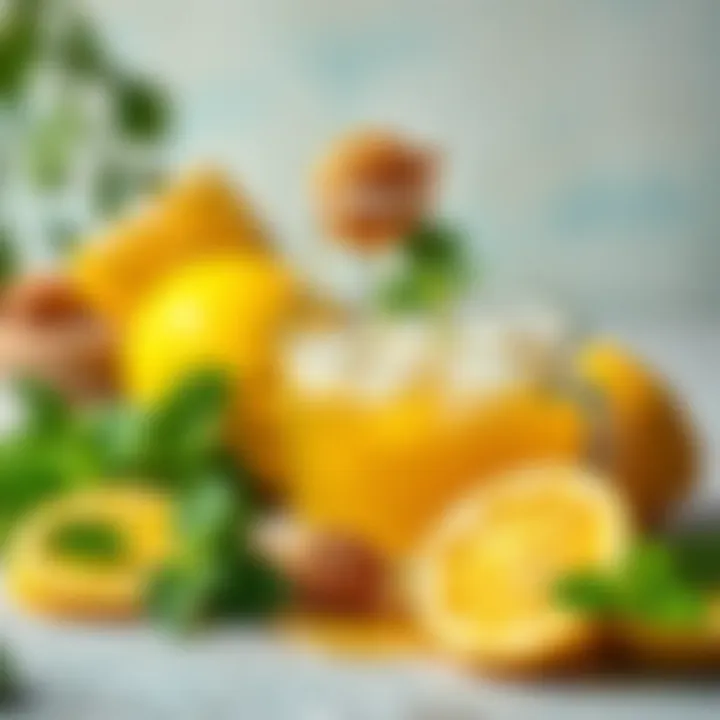 Lemon Water Ingredients Ingredients for a lemon water recipe, including honey and mint