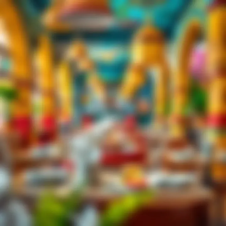 Fusion of Tradition and Modernity in Kebab Dining A vibrant, modern kebab restaurant interior with a mix of traditional and contemporary decor