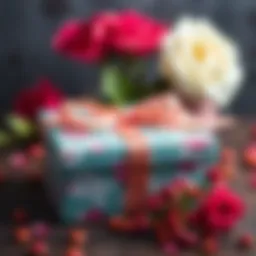 A beautifully wrapped gift box with a ribbon for Mother's Day