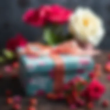 A beautifully wrapped gift box with a ribbon for Mother's Day