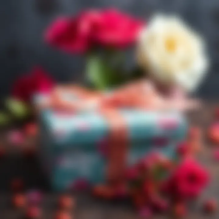 A beautifully wrapped gift box with a ribbon for Mother's Day