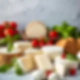A selection of fresh mozzarella cheese types