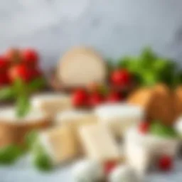 A selection of fresh mozzarella cheese types