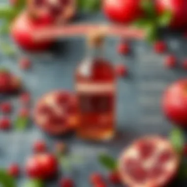 Nutritional chart illustrating the health benefits of pomegranate vinegar