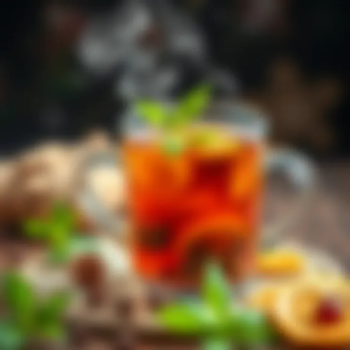 Herbal Tea for Throat Relief A soothing herbal tea made with ginger and honey.