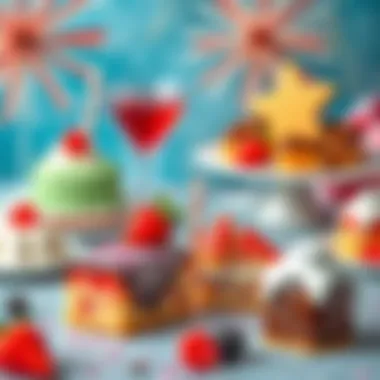 A delightful spread of desserts commonly enjoyed during New Year celebrations.