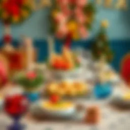 A festive New Year table setting with traditional decorations