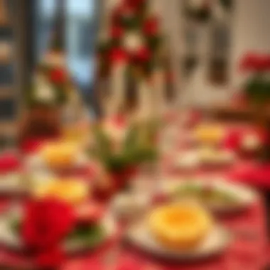 Elegantly Arranged New Year Feast Table Elegant table setting for New Year feast