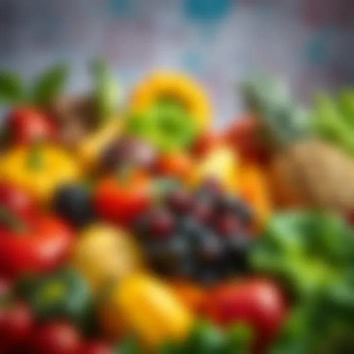Nutrient-Rich Foods for Healthy Living Colorful fruits and vegetables arranged aesthetically