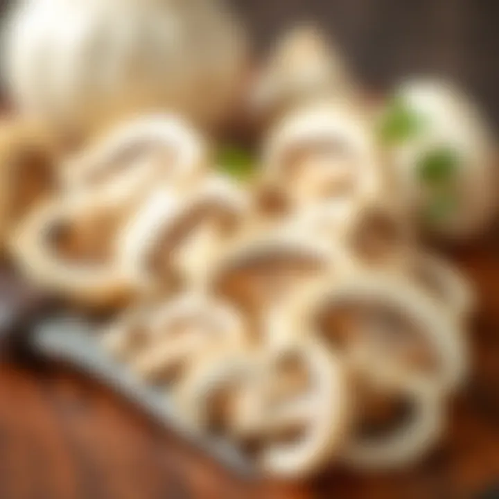 Sliced Oyster Mushrooms Sliced oyster mushrooms ready for cooking