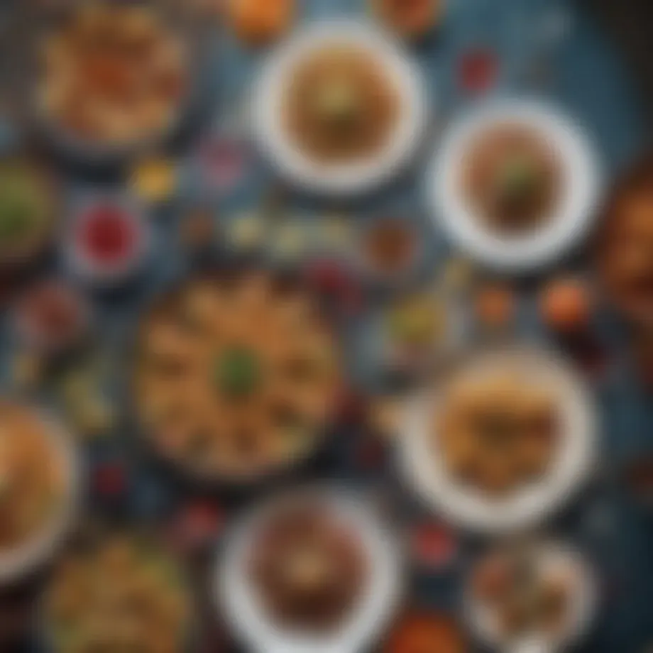 A beautifully arranged iftar table with modern and traditional dishes