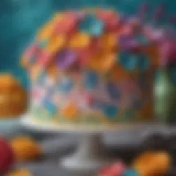 Elegant cake decorated with intricate frosting designs