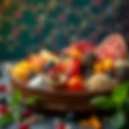 Artistic arrangement of diverse cake ingredients