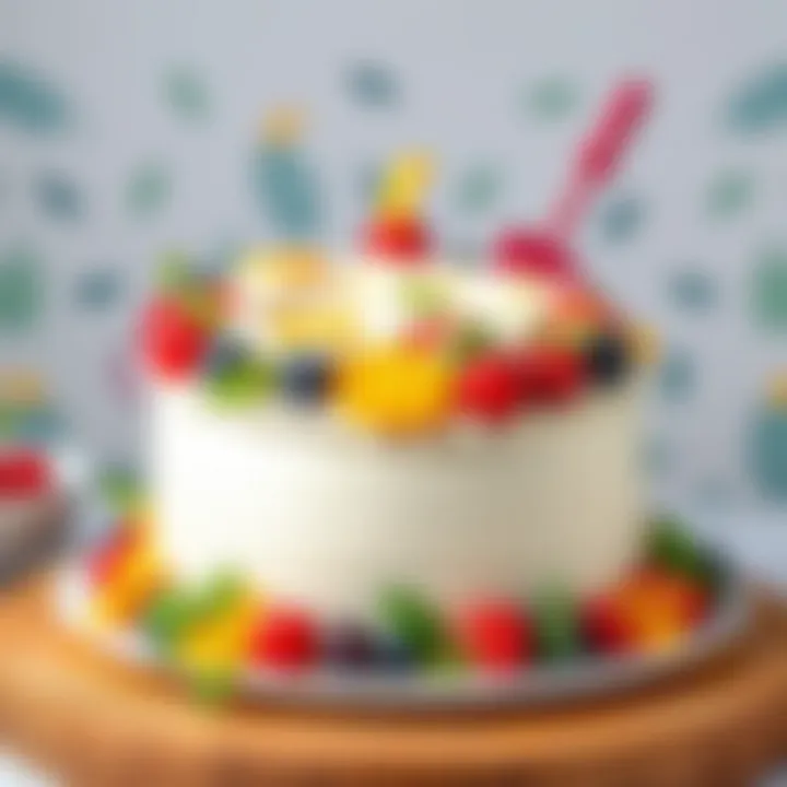 Artistry in Cake Presentation Creative presentation of a finished cake