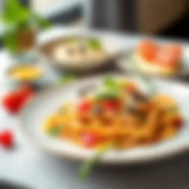 Elegantly Plated Italian Dish An elegantly plated Italian pasta dish garnished with fresh herbs and ingredients.