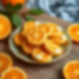 Delicious orange peel cookies arranged on a decorative plate