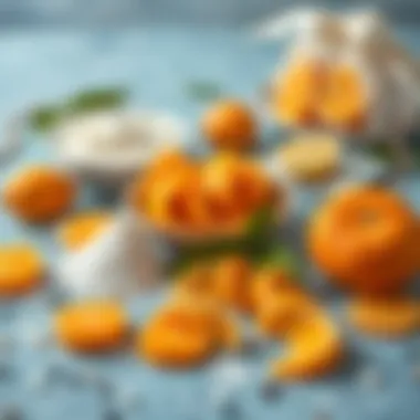 Ingredients for Orange Peel Cookies Ingredients laid out for making orange peel cookies
