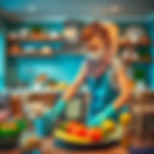 Professional cleaner meticulously organizing a living space