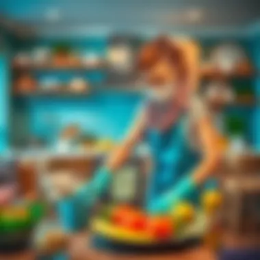 Meticulous Cleaning for a Pristine Home Professional cleaner meticulously organizing a living space