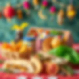 A beautifully arranged Ramadan food package showcasing traditional items