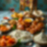 Traditional suhoor meal spread