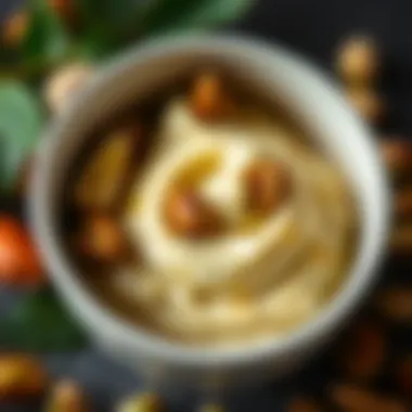 A close-up view of creamy raw pistachio paste in a bowl