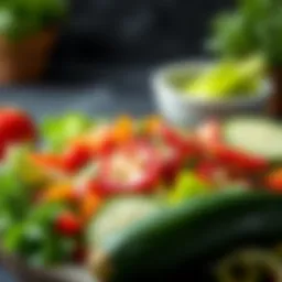 Fresh ingredients for raw zucchini salad