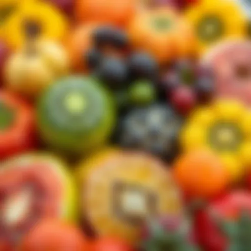 Seasonal fruits in vibrant colors
