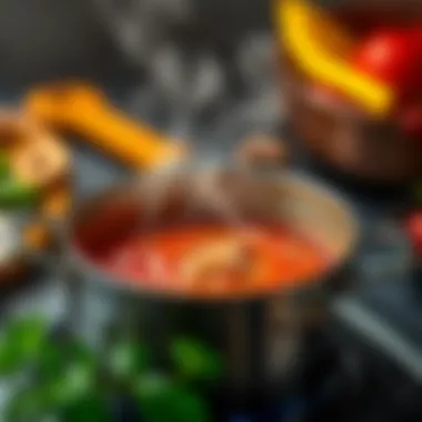 Simmering the Perfect Sauce A pot simmering with sauce