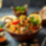 Delicious street-style chicken pilaf served in a bowl