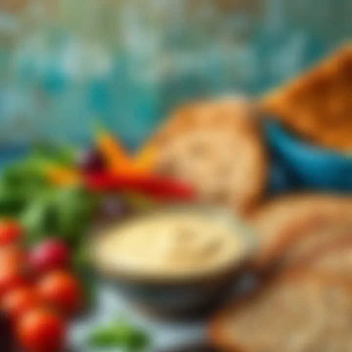 Health Benefits of Tahini in a Balanced Diet A vibrant bowl of tahini alongside fresh vegetables and whole grain bread