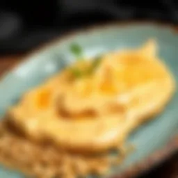 Nutritious tahini spread on a plate garnished with sesame seeds