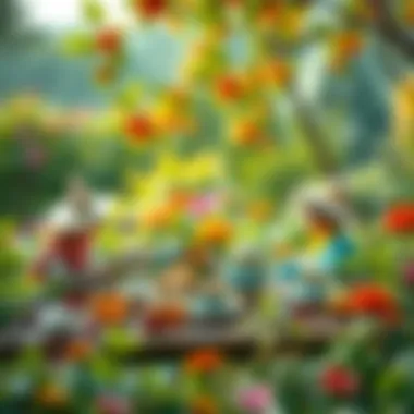 Gathering Moments: Tea in Nature A tranquil garden scene with friends enjoying tea