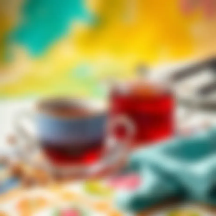 A serene tea setting with two cups and a teapot