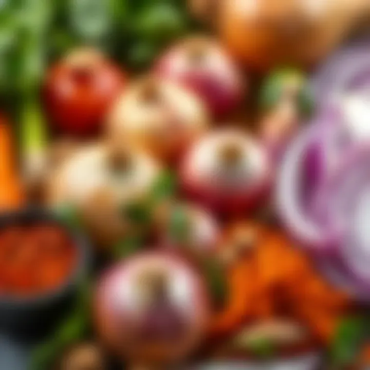 Fresh Ingredients for Onion Soup A close-up of fresh ingredients used in the making of onion soup, including onions and spices