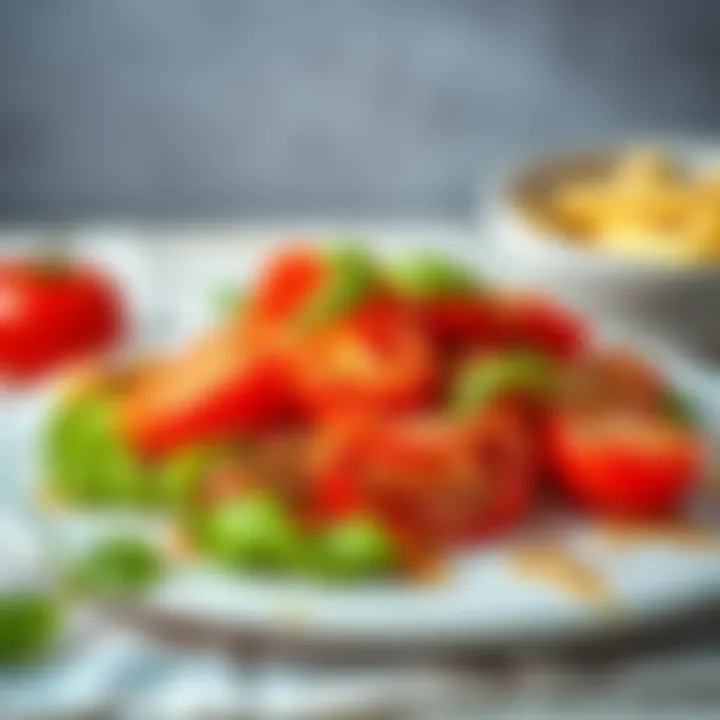 Tomato Salad - A Culinary Masterpiece A beautifully arranged tomato salad featuring fresh ingredients